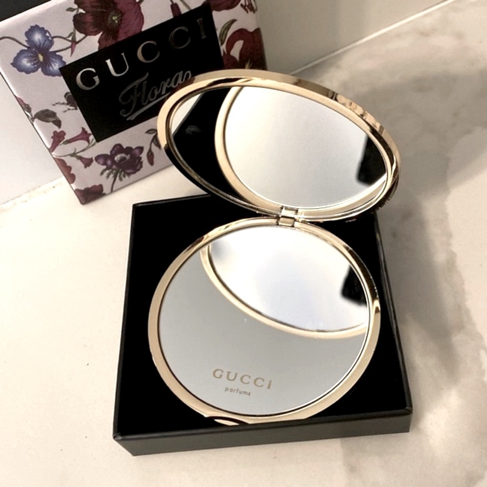 Nib- Gucci Flora Compact Mirror Gold-Tone View 4